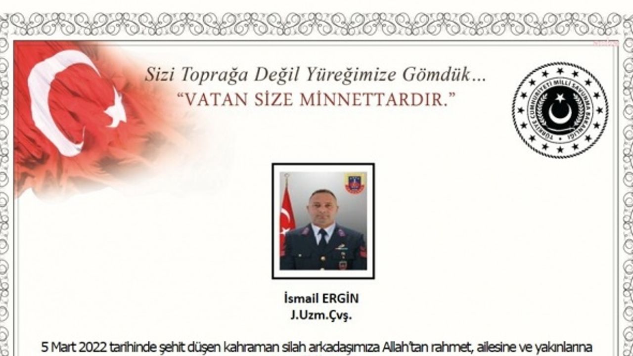 TOKAT’TA ŞEHİT OLAN UZMAN ÇAVUŞ ERGİN’İN CENAZESİ MEMLEKETİ BİNGÖL'E GÖNDERİLDİ