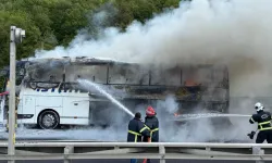 Düzce'de otobüs yandı