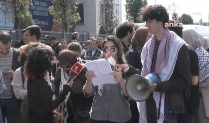 MÜSİAD ÖNÜNDE FİLİSTİN PROTESTOSU: KISITLAMA YETERLİ DEĞİL AMBARGO UYGULANMALI