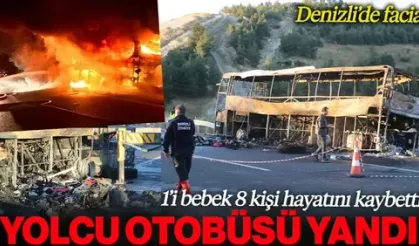 Denizli'de Yolcu otobüsü yandı: 8 ölü, 33 yaralı