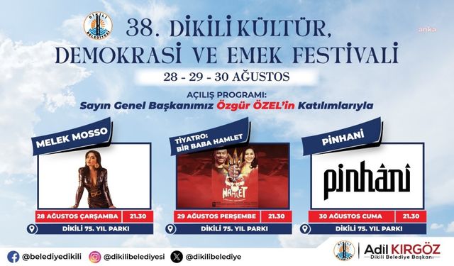 “38. Dikili Kültür, Demokrasi ve Emek Festivali”, 28 Ağustos'ta başlıyor