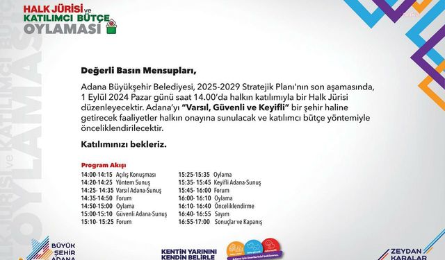 Adana’da şehrin geleceğini şekillendirmek için “Halk Jürisi” toplanıyor 