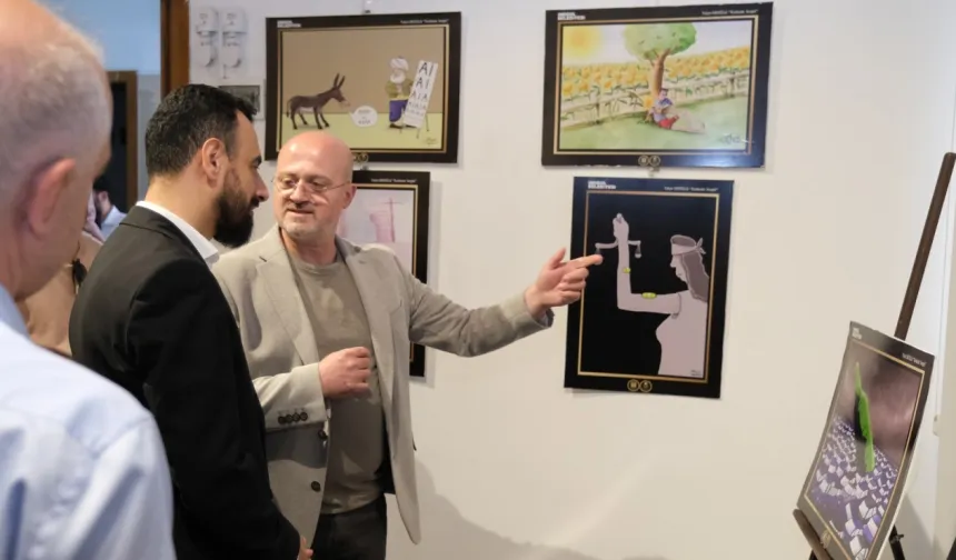 Yalçın Eroğlu’nun ödüllü karikatürleri Bursa İnegöl’de görücüye çıktı