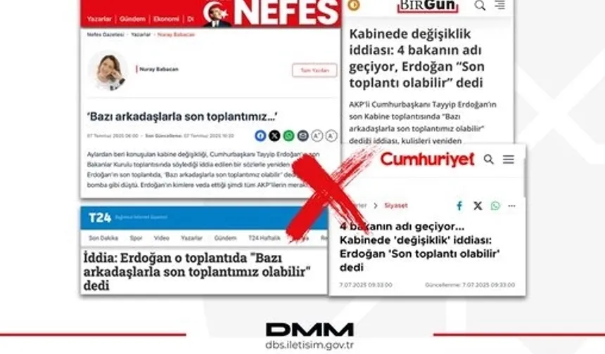 DMM'den "Erdoğan’ın Kabine açıklaması" iddiasına yalanlama