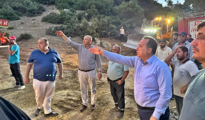 Manisa'da Başkan Dutlulu yangın bölgesinde saha çalışmalarını inceledi